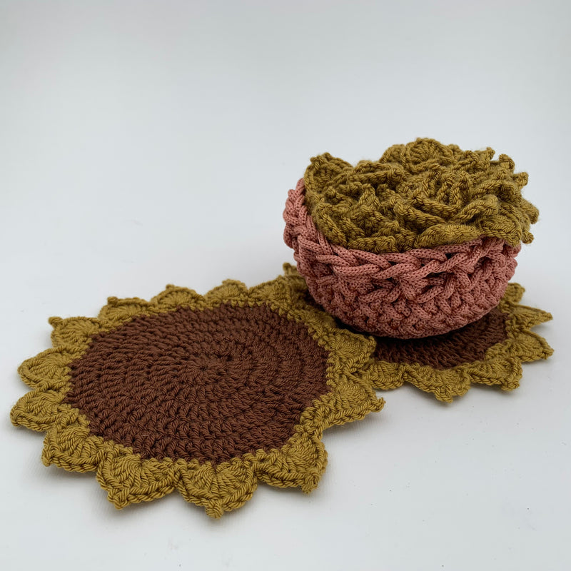 Flowery Crochet Coasters