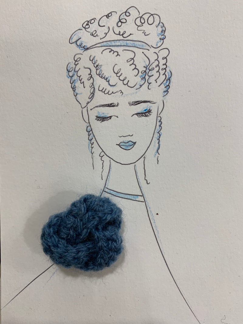 Blue Flower Crochet Brooch