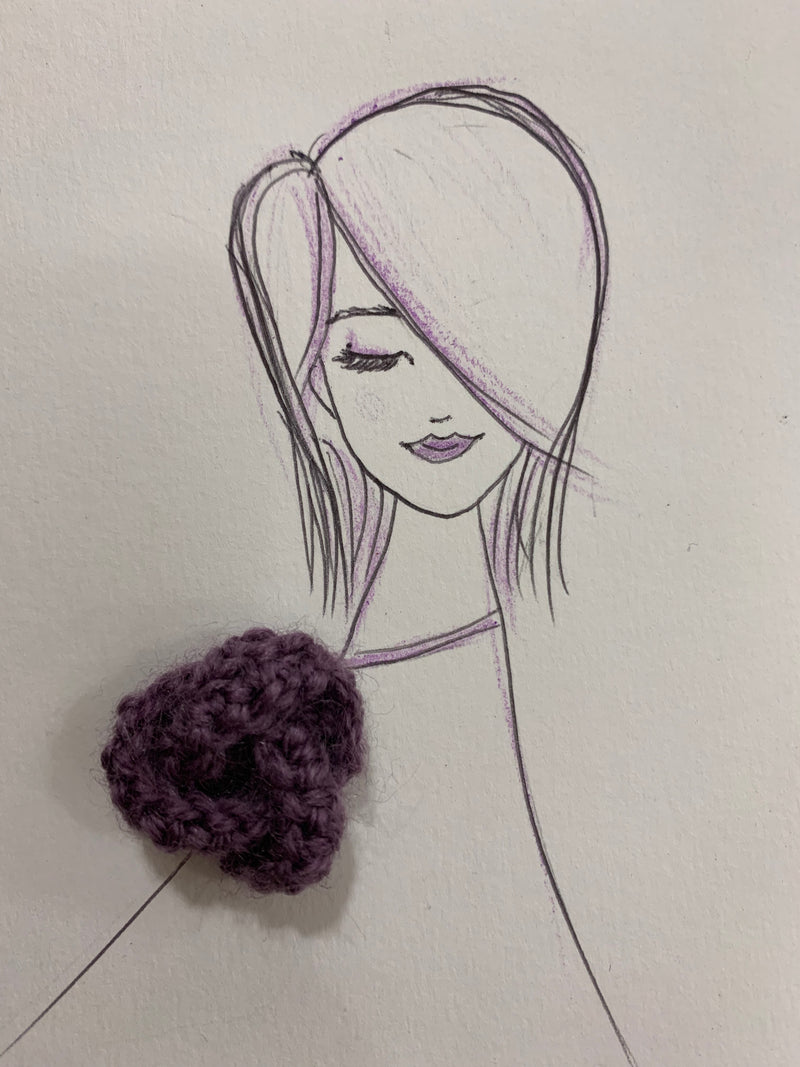 Purple Flower Crochet Brooch