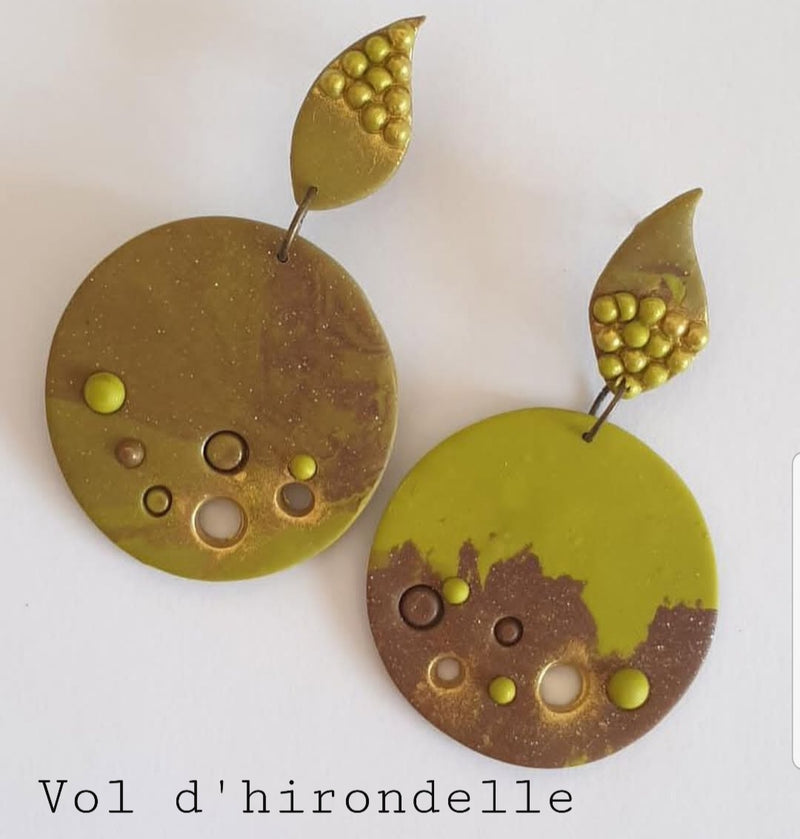 Olive Green Polymer clay Earrings