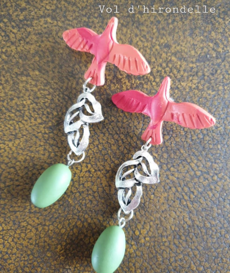 Bird & Olive Polymer clay Earrings