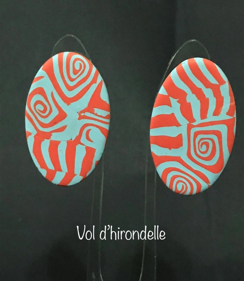 Red & Blue Polymer clay Earrings