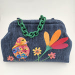 Large Hand-painted Bag with chunky chain