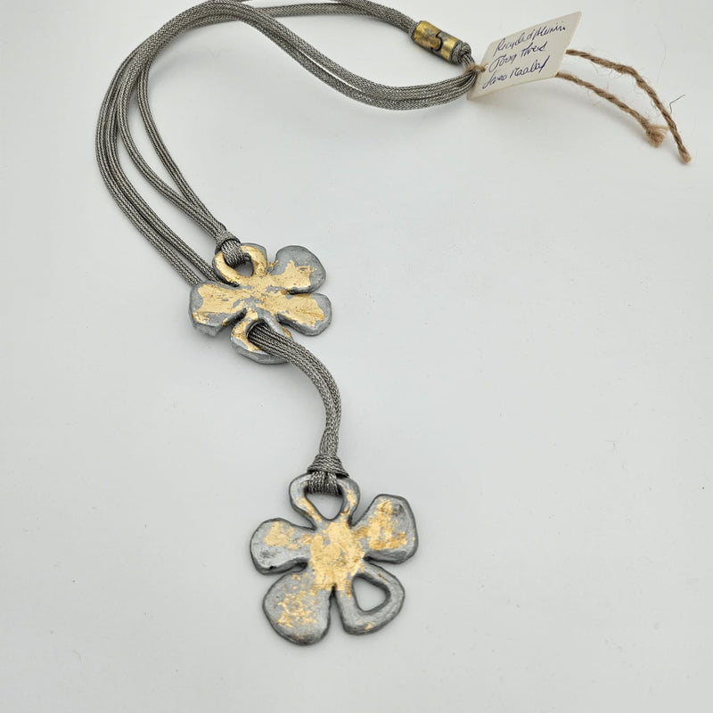 Flower Aluminum with Gold Leaf Necklace