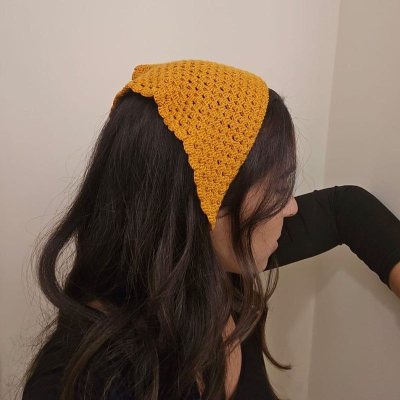 Mustard Yellow Head or Neck Crochet Scarf